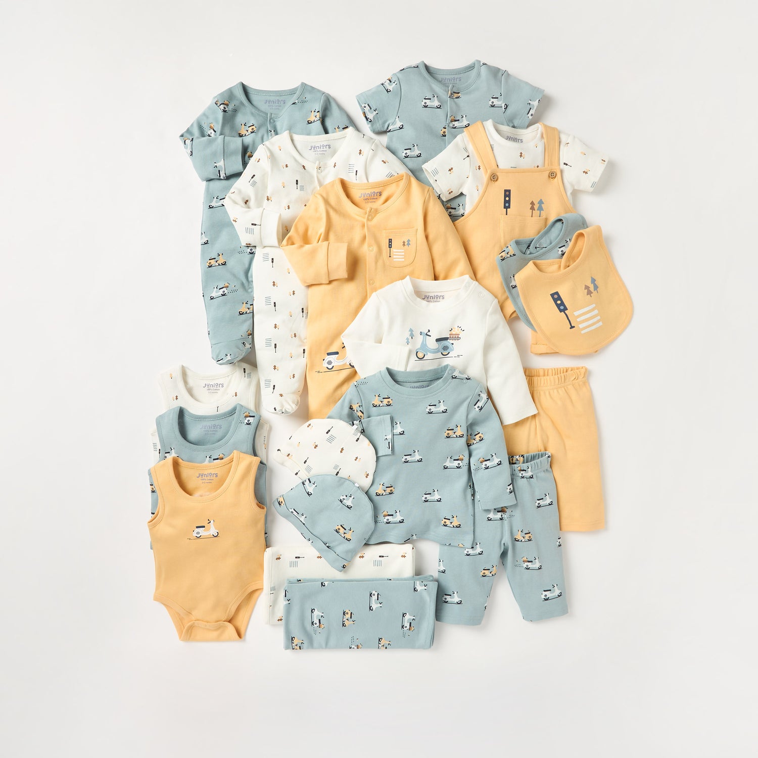 Juniors Printed Sleepsuit with Long Sleeves and Button Closure - Set of 2