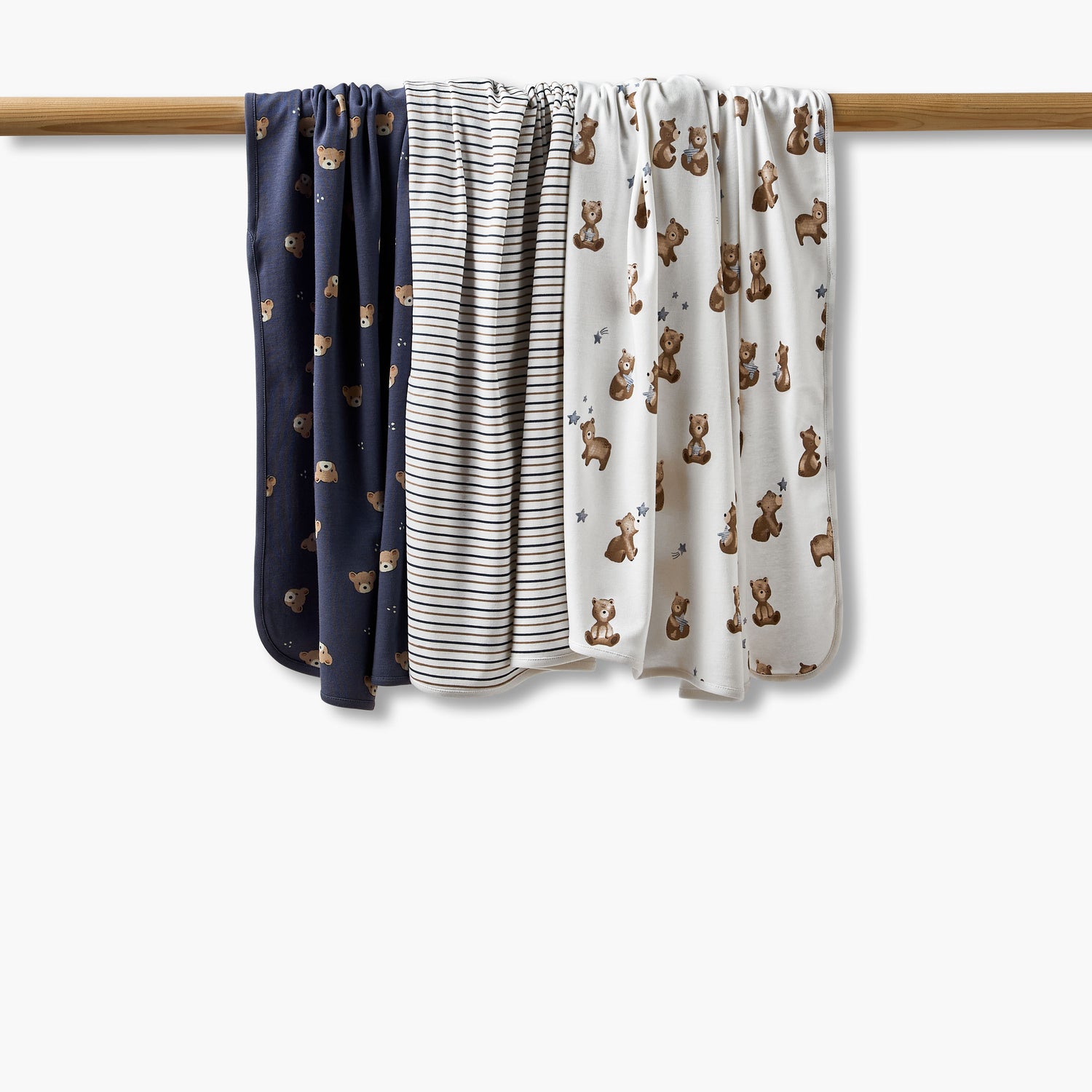 Pack of 3 Juniors Receiving Blanket with Bear Print