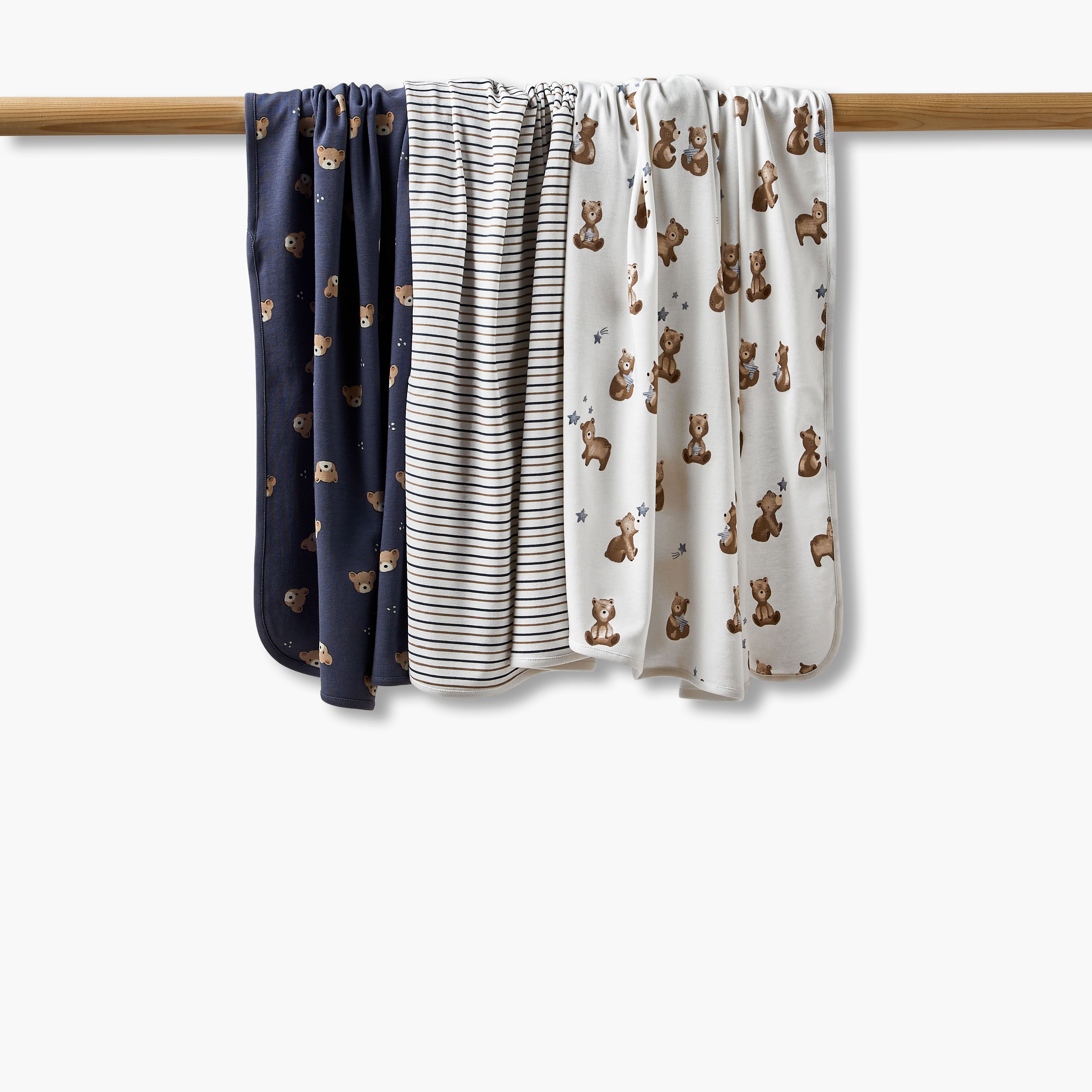 Pack of 3 Juniors Receiving Blanket with Bear Print
