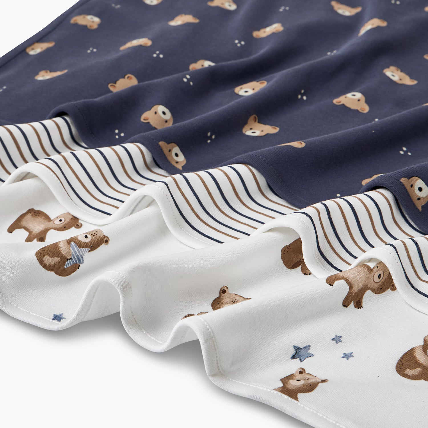 Pack of 3 Juniors Receiving Blanket with Bear Print