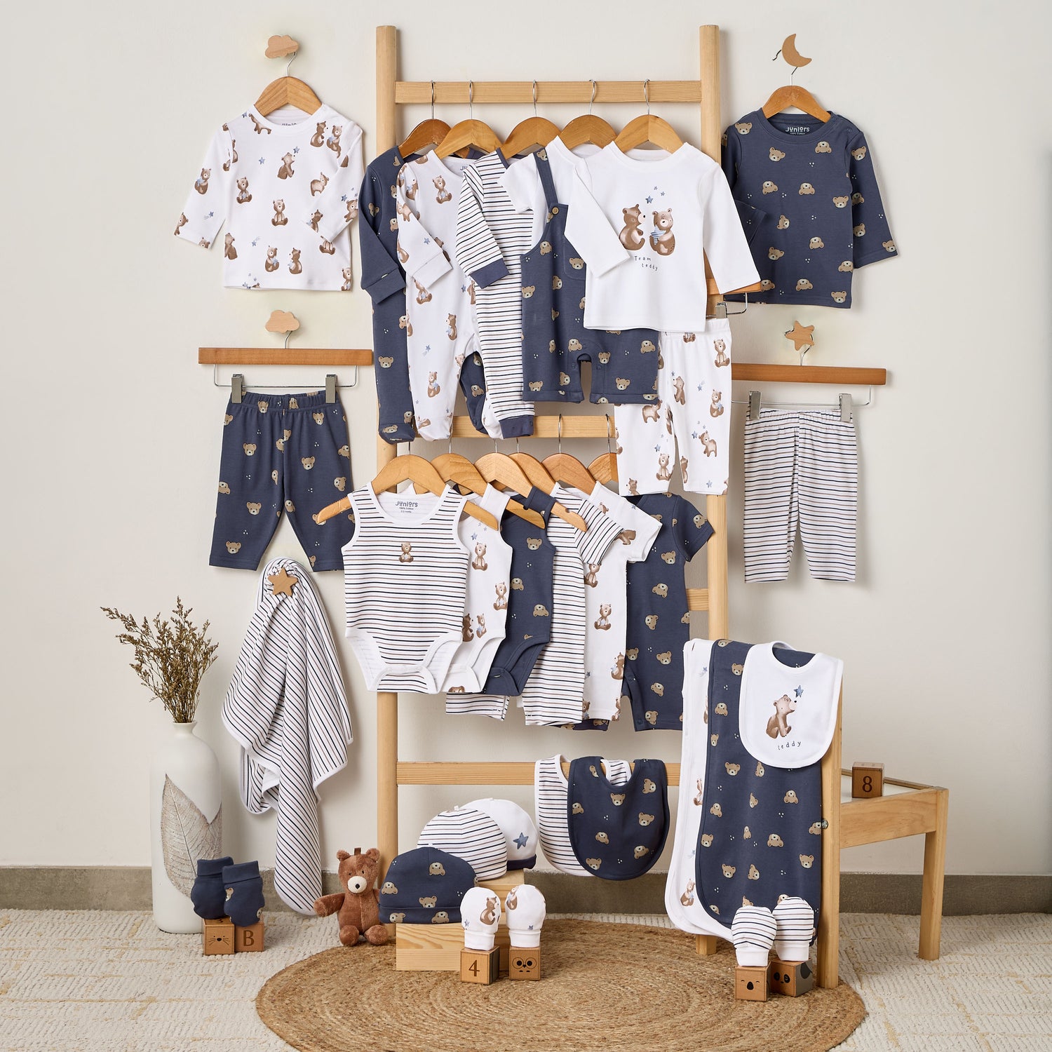 Pack of 3 Juniors Receiving Blanket with Bear Print