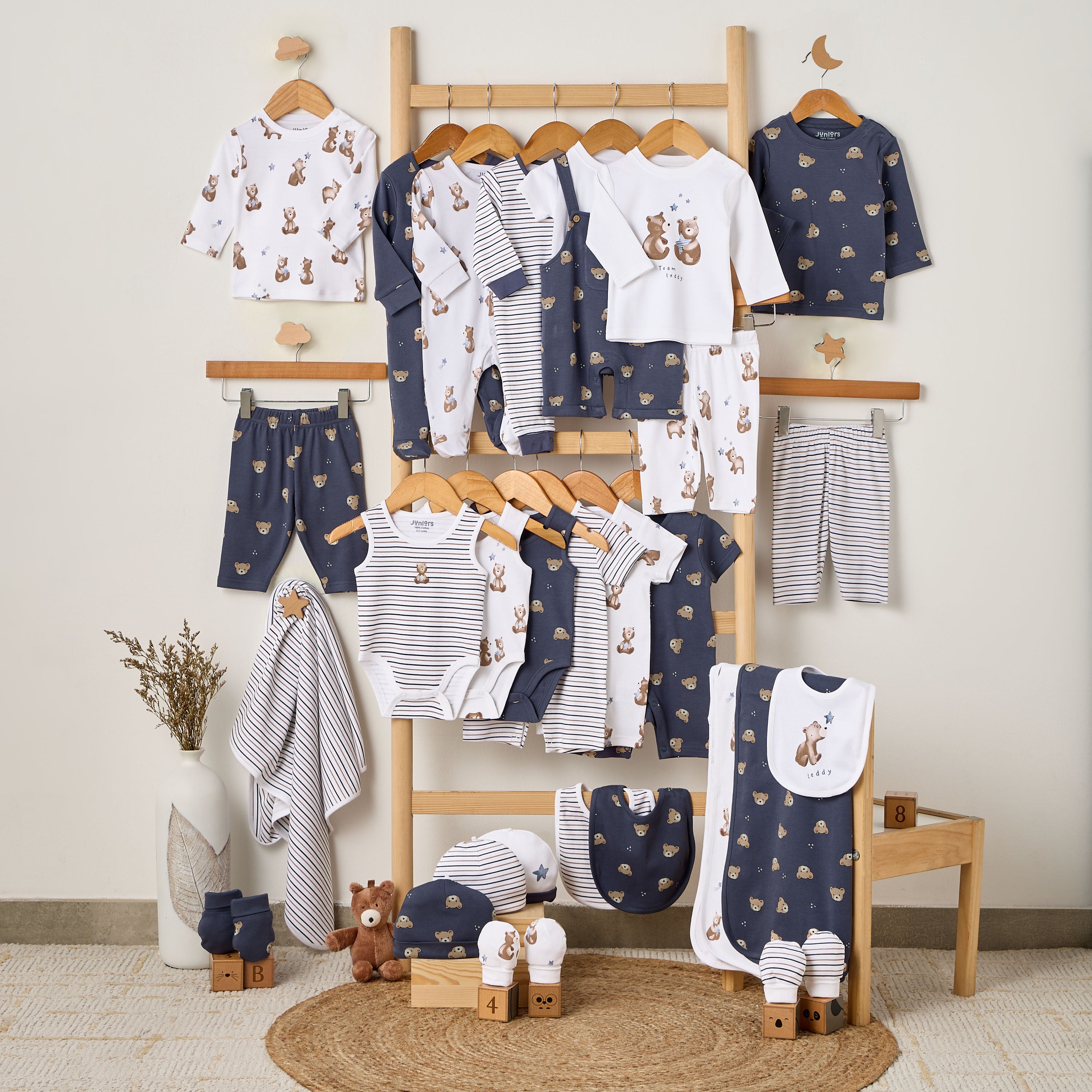 Pack of 3 Juniors Receiving Blanket with Bear Print