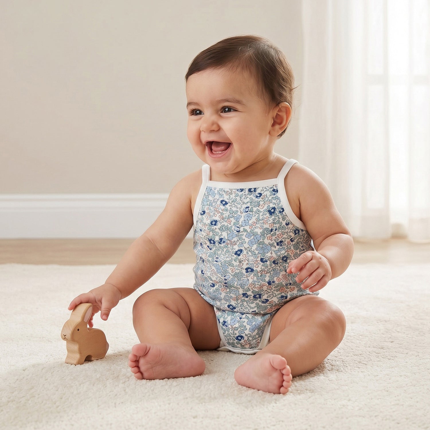 Pack of 3 Juniors Cotton Square Neck Straps Bodysuit with Assorted Prints