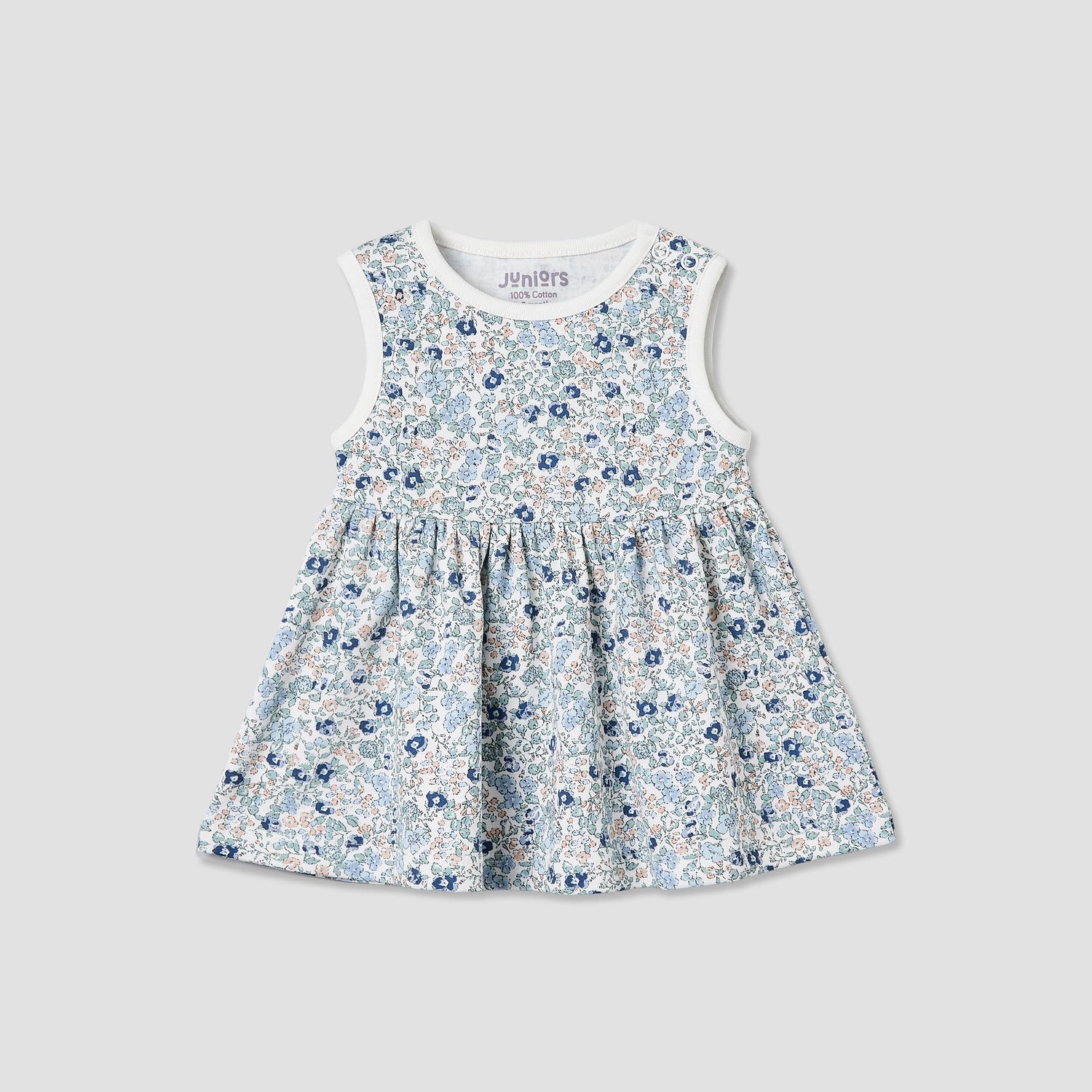 Pack of 2 Juniors Round Neck Sleeveless Knee-Length Dress with Floral Print