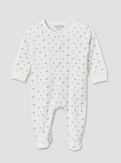 Pack of 2 Juniors Cotton Round Neck Long Sleeve Sleepsuit with Floral Print-baby-girls-clothing-nightwear-sleepsuits-image-4