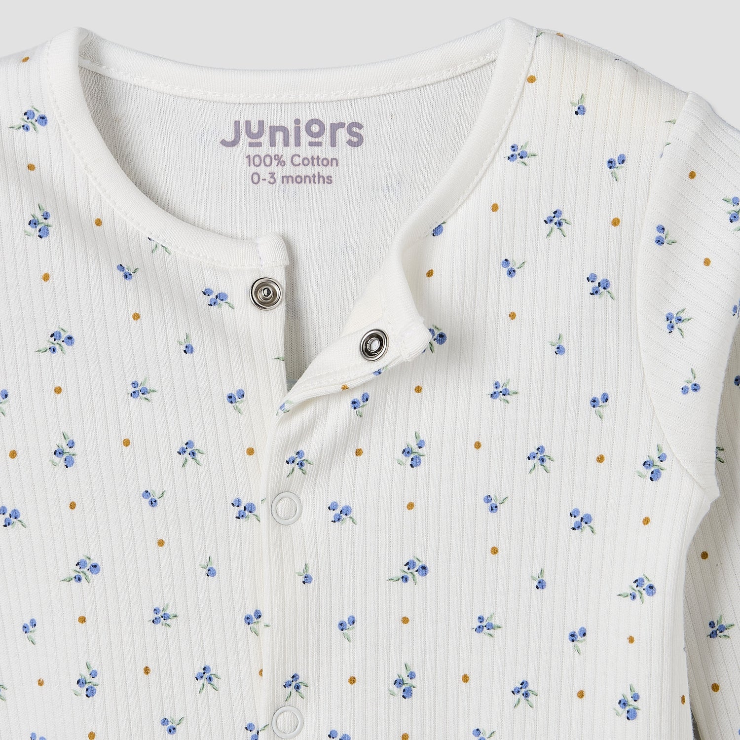 Pack of 2 Juniors Cotton Round Neck Long Sleeve Sleepsuit with Floral Print