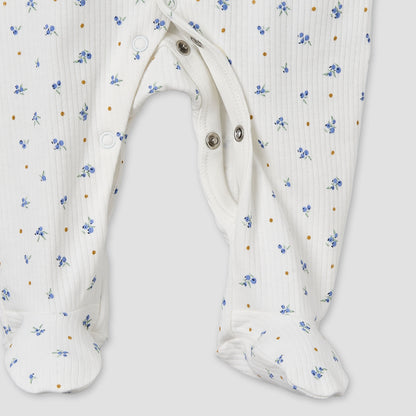 Pack of 2 Juniors Cotton Round Neck Long Sleeve Sleepsuit with Floral Print