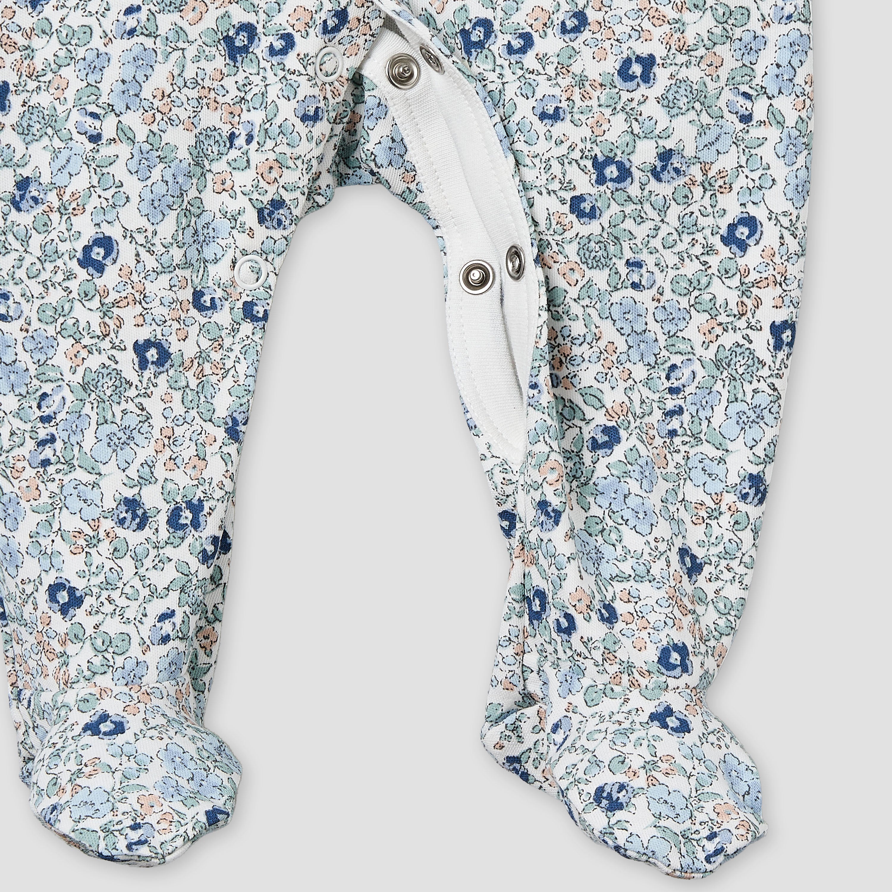Pack of 2 Juniors Cotton Round Neck Long Sleeve Sleepsuit with Floral Print
