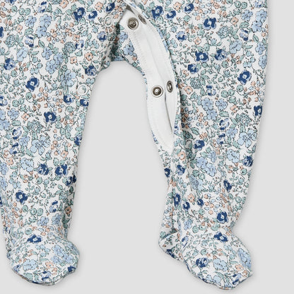 Pack of 2 Juniors Cotton Round Neck Long Sleeve Sleepsuit with Floral Print