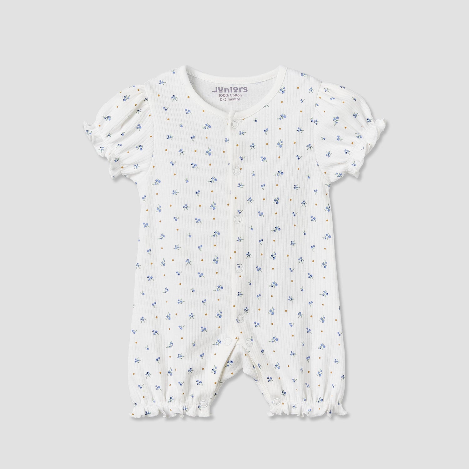 Set of 2 Juniors Round Neck Short Sleeve Romper and Sleepsuit Set with Snap Button Closure