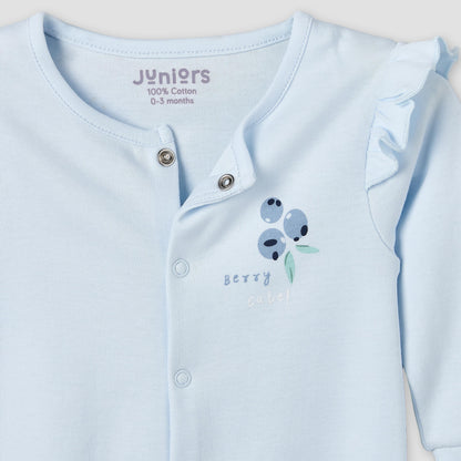 Set of 2 Juniors Round Neck Short Sleeve Romper and Sleepsuit Set with Snap Button Closure