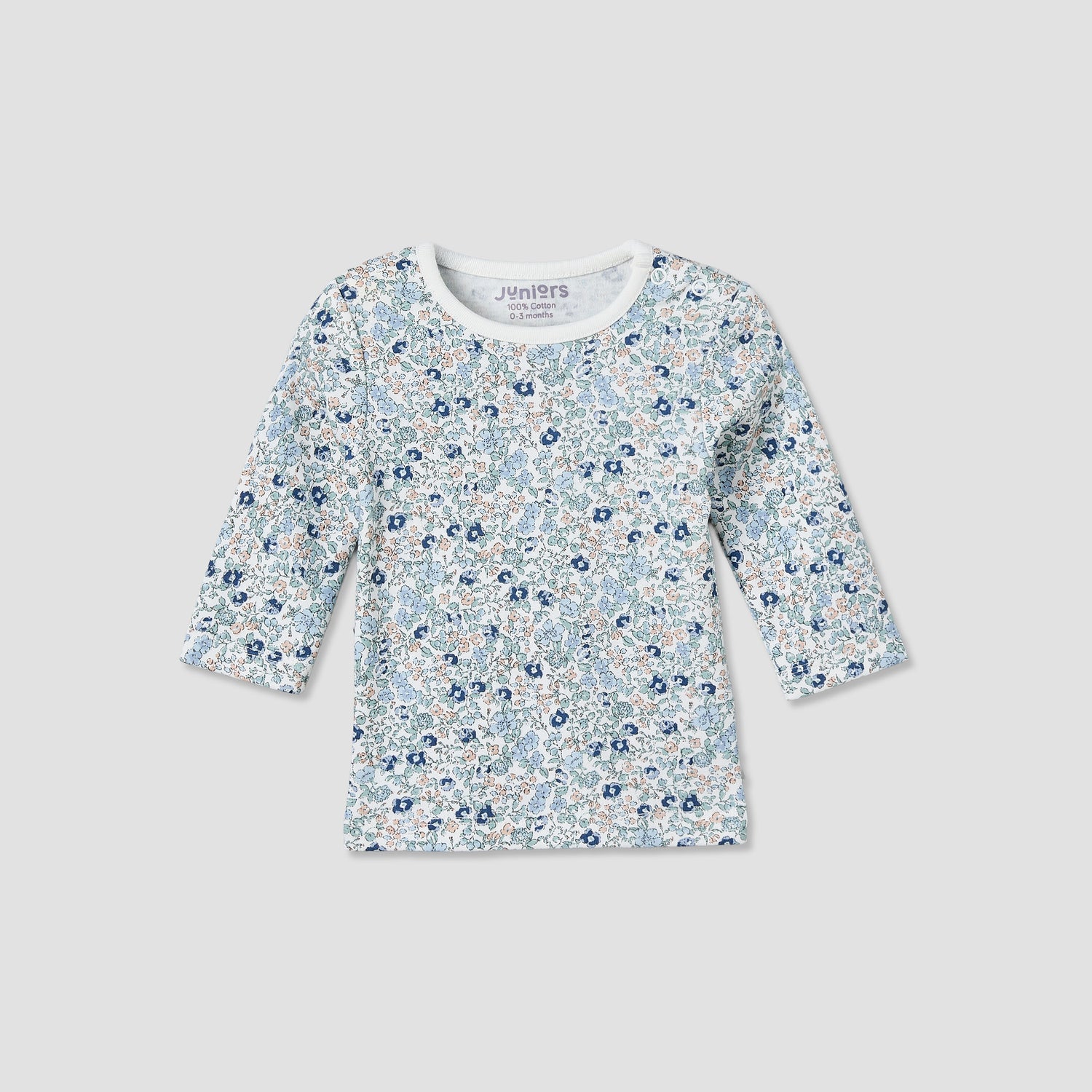 Set of 2 Juniors Cotton Round Neck Long Sleeves Pyjama Set with Floral Print