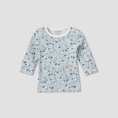 Set of 2 Juniors Cotton Round Neck Long Sleeves Pyjama Set with Floral Print