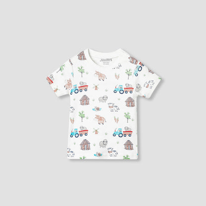 Juniors Ribbed Dungaree and T-shirt Set