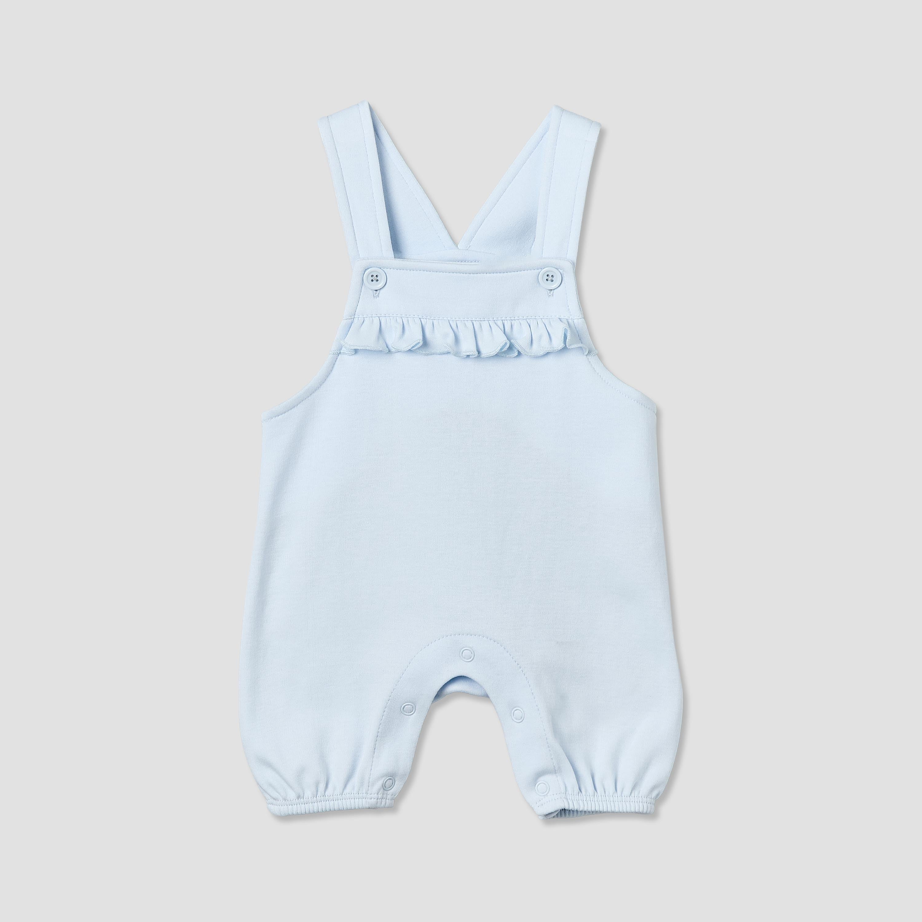 Juniors Round Neck Short Sleeve T-shirt and Dungaree Set with Blueberry Print