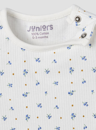 Juniors Round Neck Short Sleeve T-shirt and Dungaree Set with Blueberry Print-baby-girls-clothing-setsandcoords-image-6