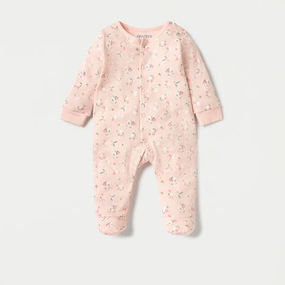 Juniors Floral Print Closed Foot Sleepsuit with Long Sleeves - Set of 2