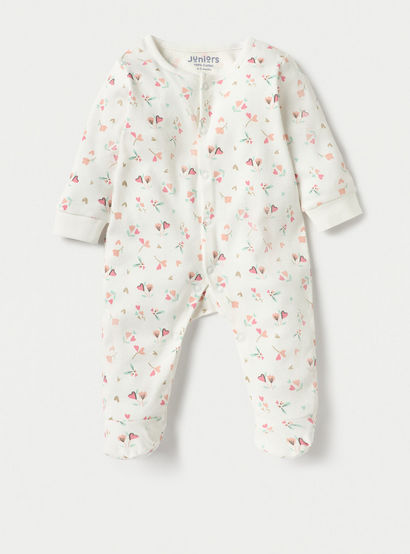 Juniors Floral Print Closed Foot Sleepsuit with Long Sleeves - Set of 2-baby-girls-clothing-nightwear-sleepsuits-image-3