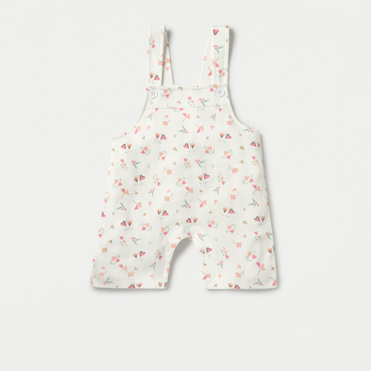 Juniors Floral Print Dungaree and Solid T-shirt Set