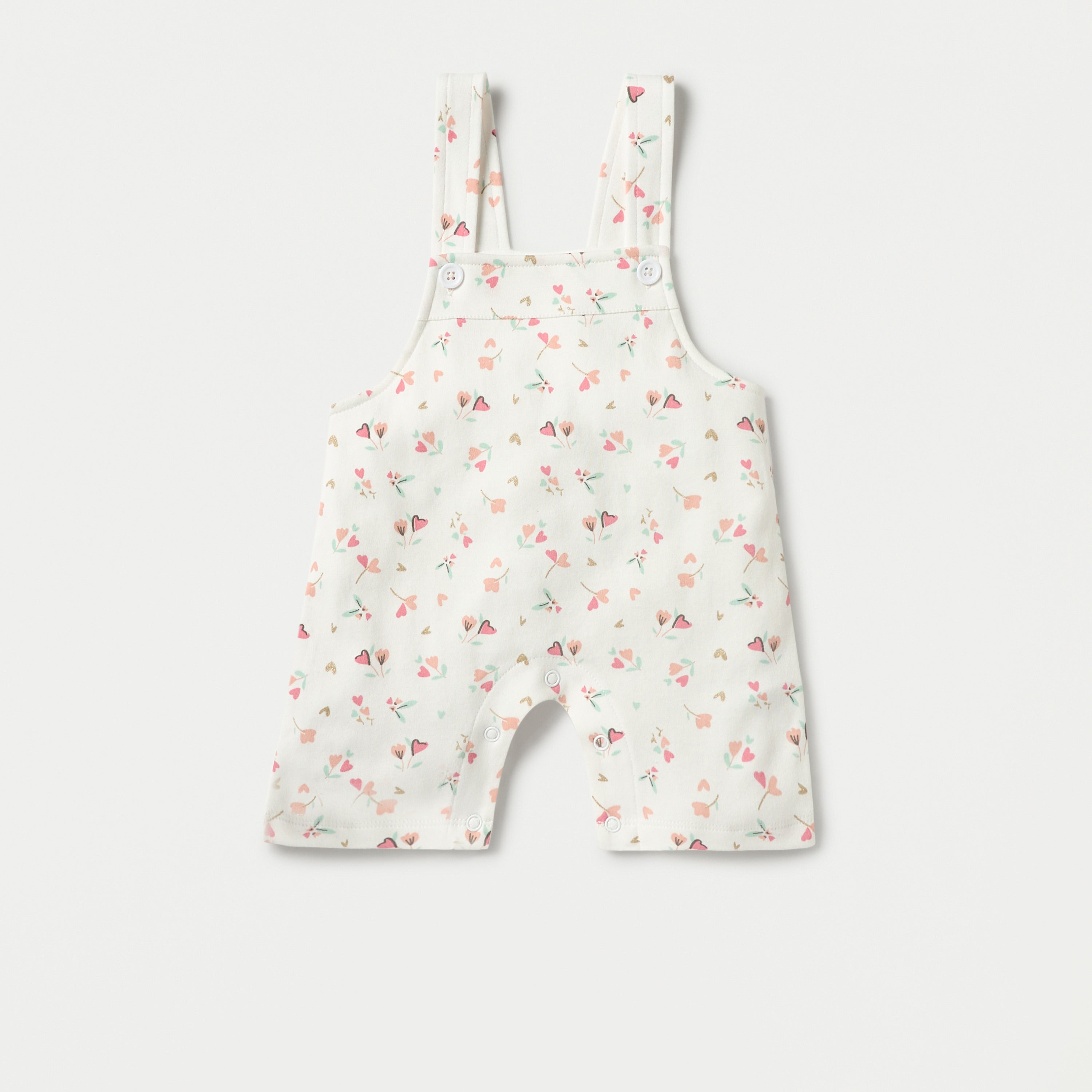 Juniors Floral Print Dungaree and Solid T-shirt Set