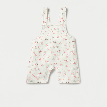 Juniors Floral Print Dungaree and Solid T-shirt Set