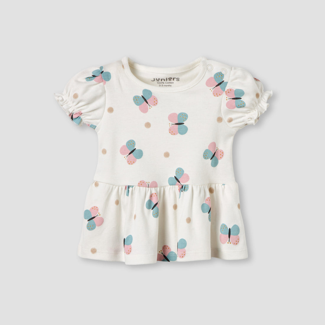 Pack of 2 Juniors Round Neck A-line Dress with Butterfly Print
