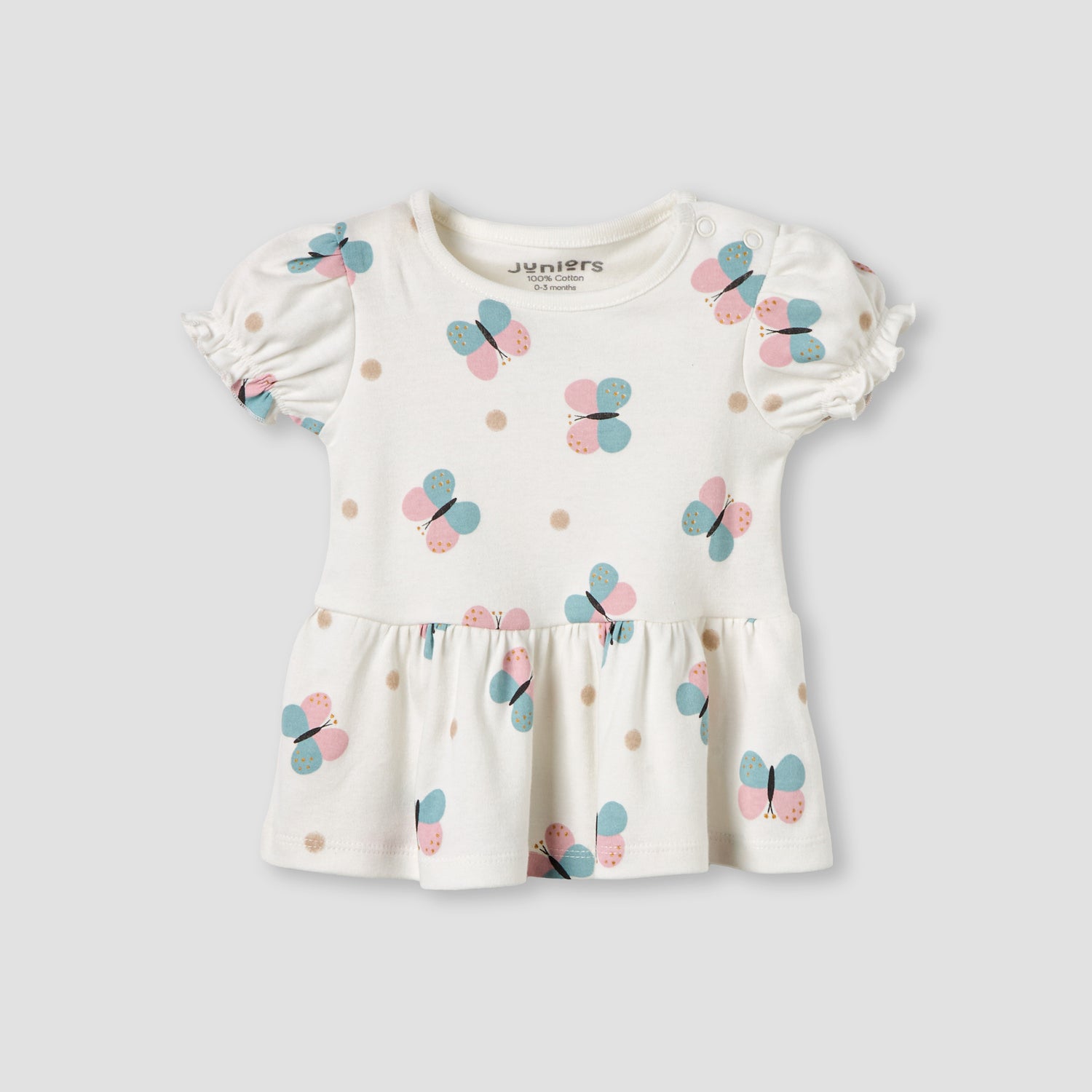 Pack of 2 Juniors Round Neck A-line Dress with Butterfly Print