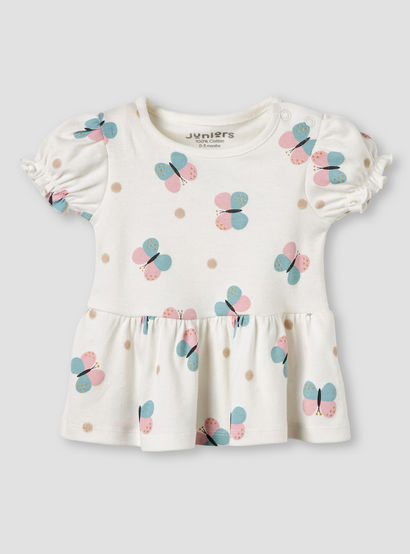Pack of 2 Juniors Round Neck A-line Dress with Butterfly Print-baby-girls-clothing-dressesandjumpsuits-image-2