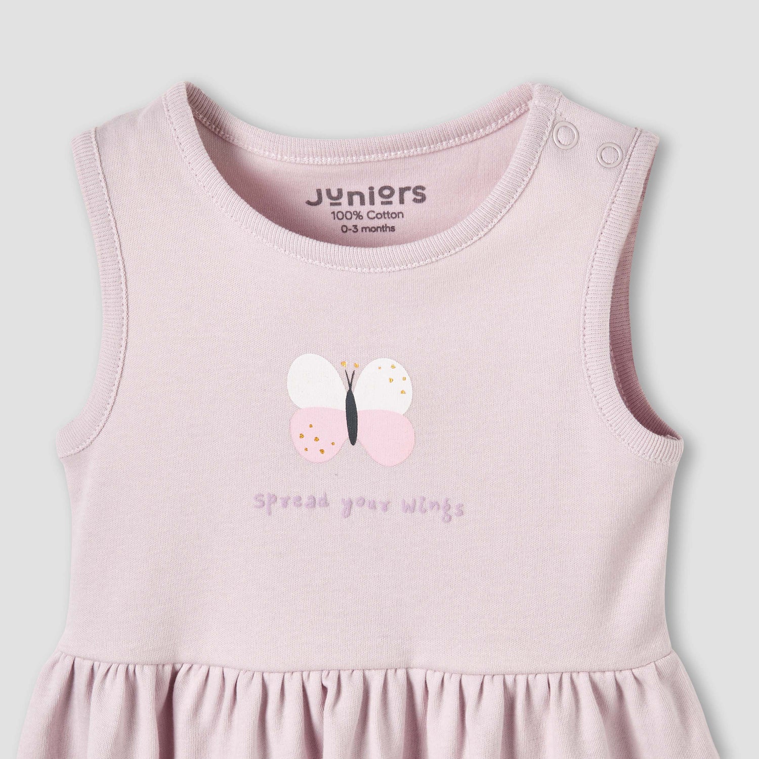 Pack of 2 Juniors Round Neck A-line Dress with Butterfly Print