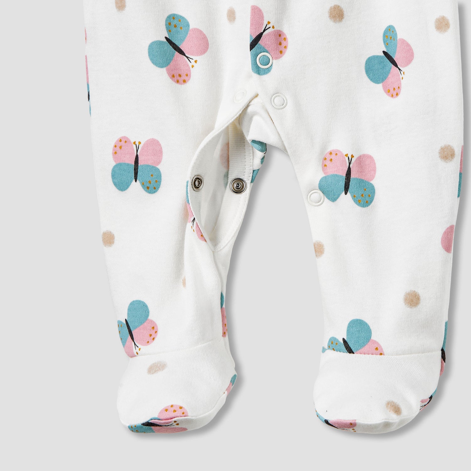 Pack of 2 Juniors Cotton Round Neck Long Sleeves Sleepsuit with Butterfly Print