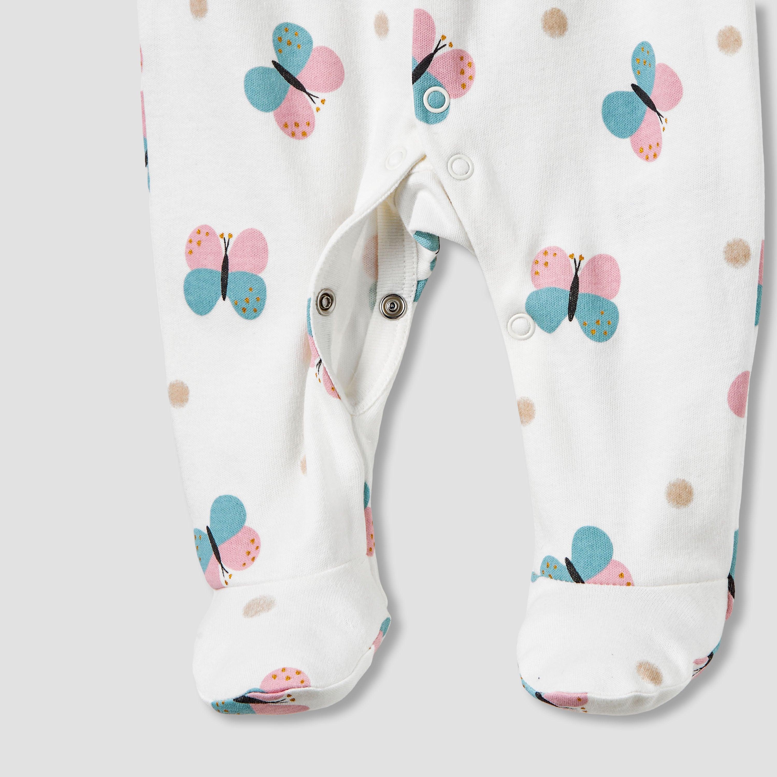 Pack of 2 Juniors Cotton Round Neck Long Sleeves Sleepsuit with Butterfly Print