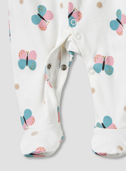 Pack of 2 Juniors Cotton Round Neck Long Sleeves Sleepsuit with Butterfly Print-baby-girls-clothing-nightwear-sleepsuits-image-5