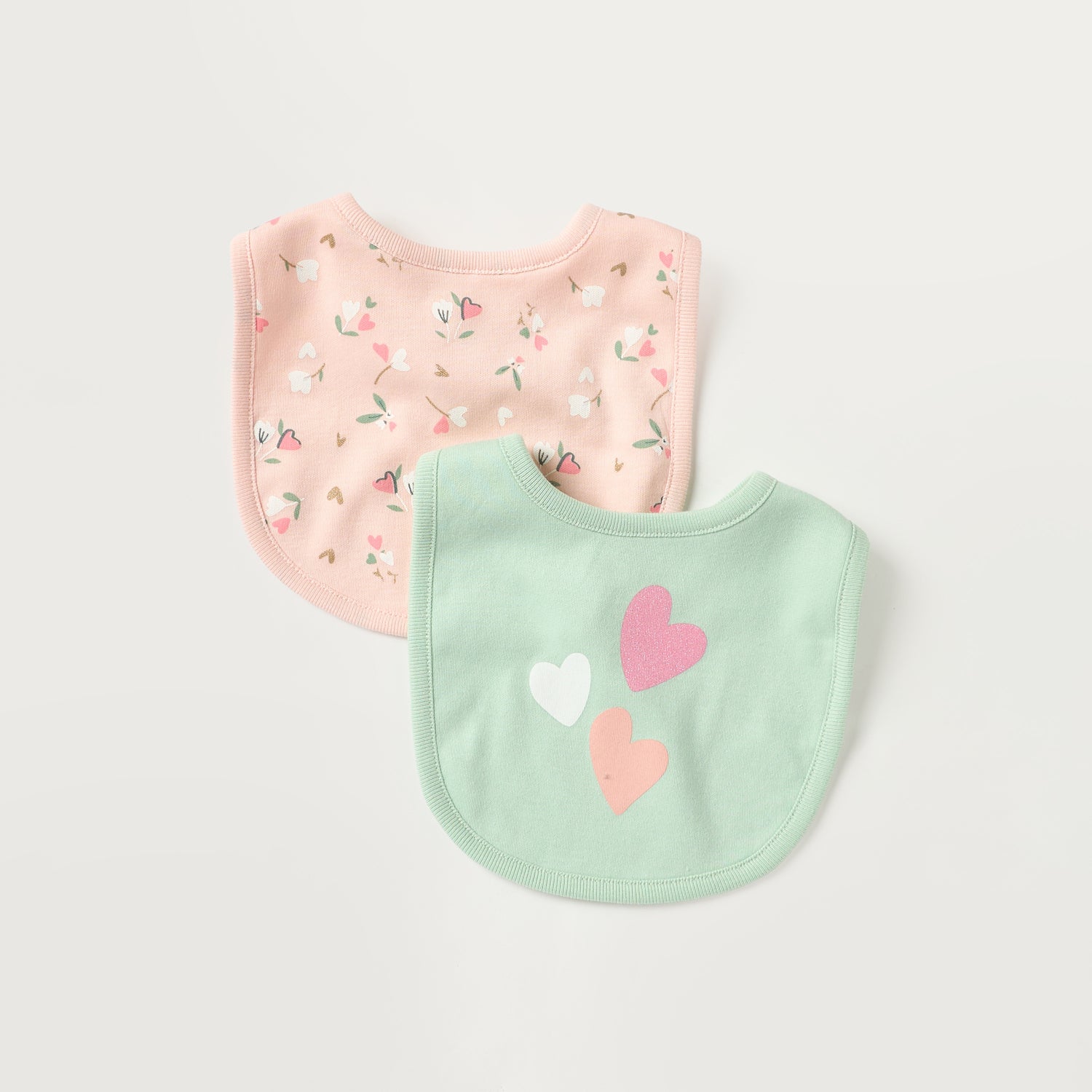 Juniors Floral Print Bib with Snap Button Closure - Set of 2 - Multicolour