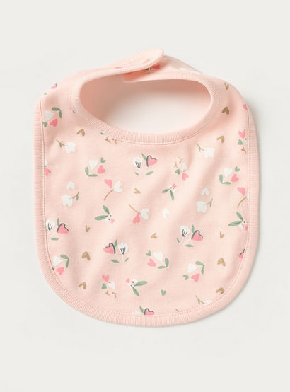 Juniors Floral Print Bib with Snap Button Closure - Set of 2-baby-feeding-bibs-image-3