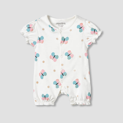 Pack of 2 Cotton Round Neck Sleepsuit with Snap Button Closure