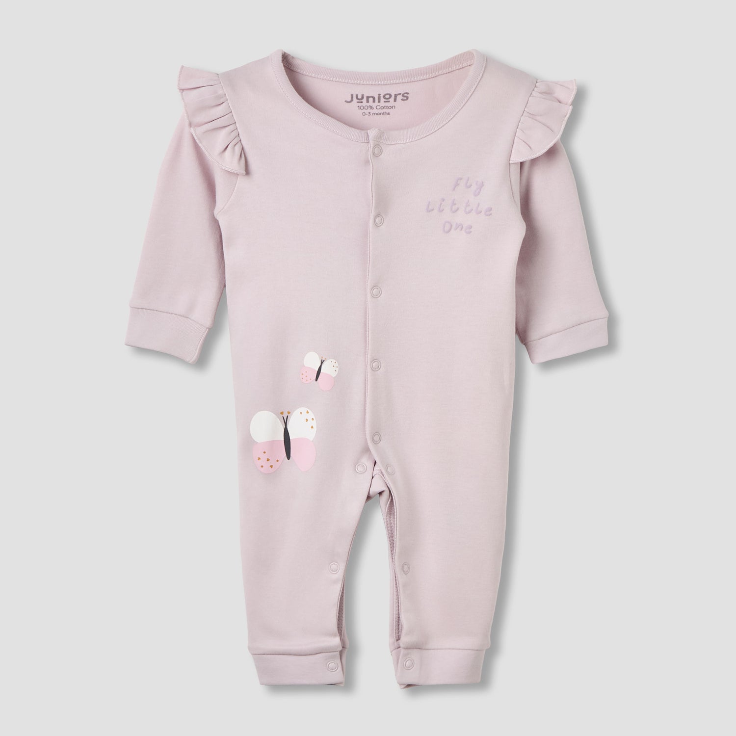 Pack of 2 Cotton Round Neck Sleepsuit with Snap Button Closure