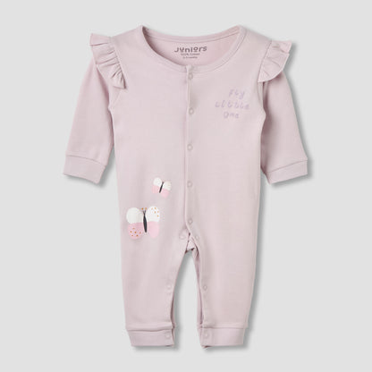 Pack of 2 Cotton Round Neck Sleepsuit with Snap Button Closure