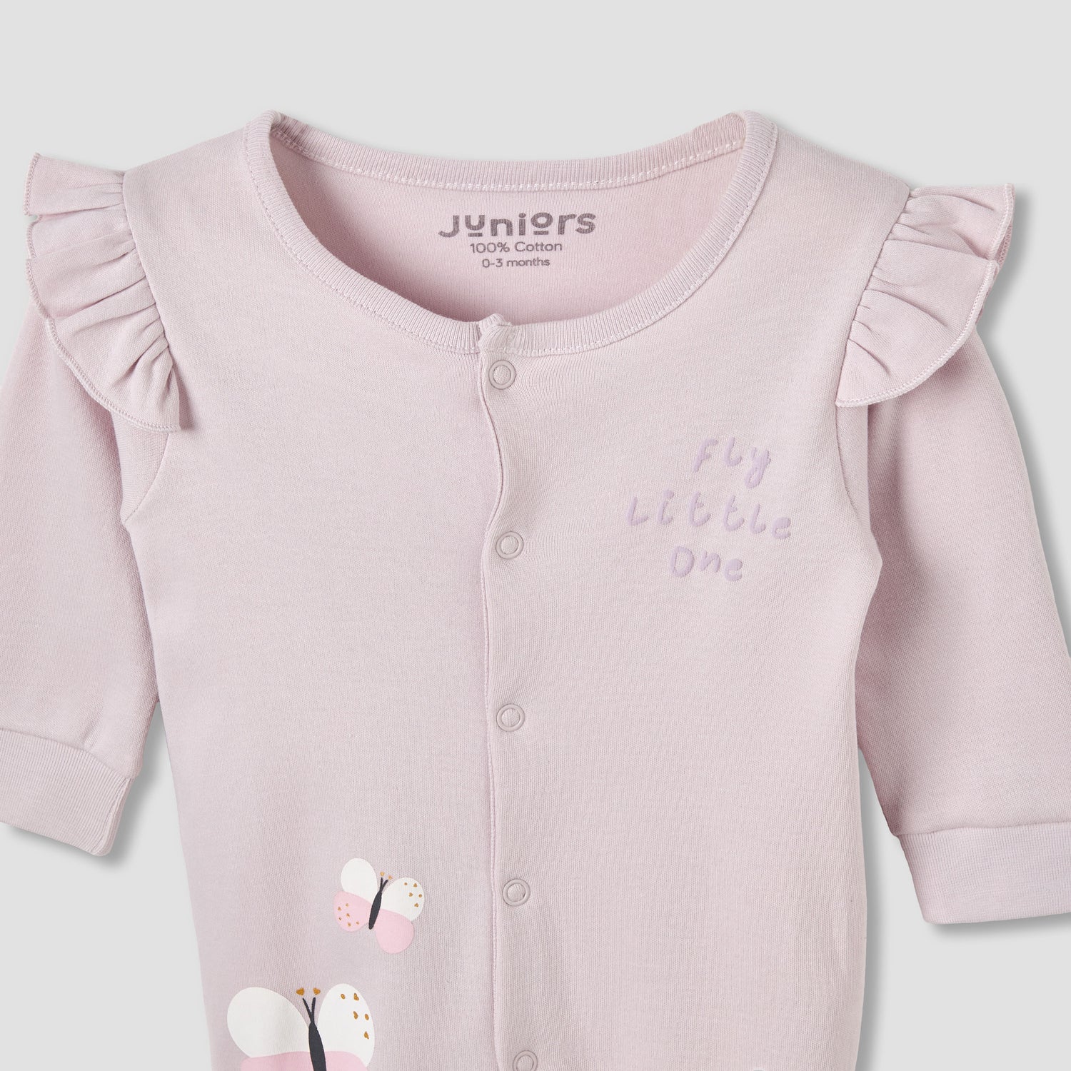 Pack of 2 Cotton Round Neck Sleepsuit with Snap Button Closure