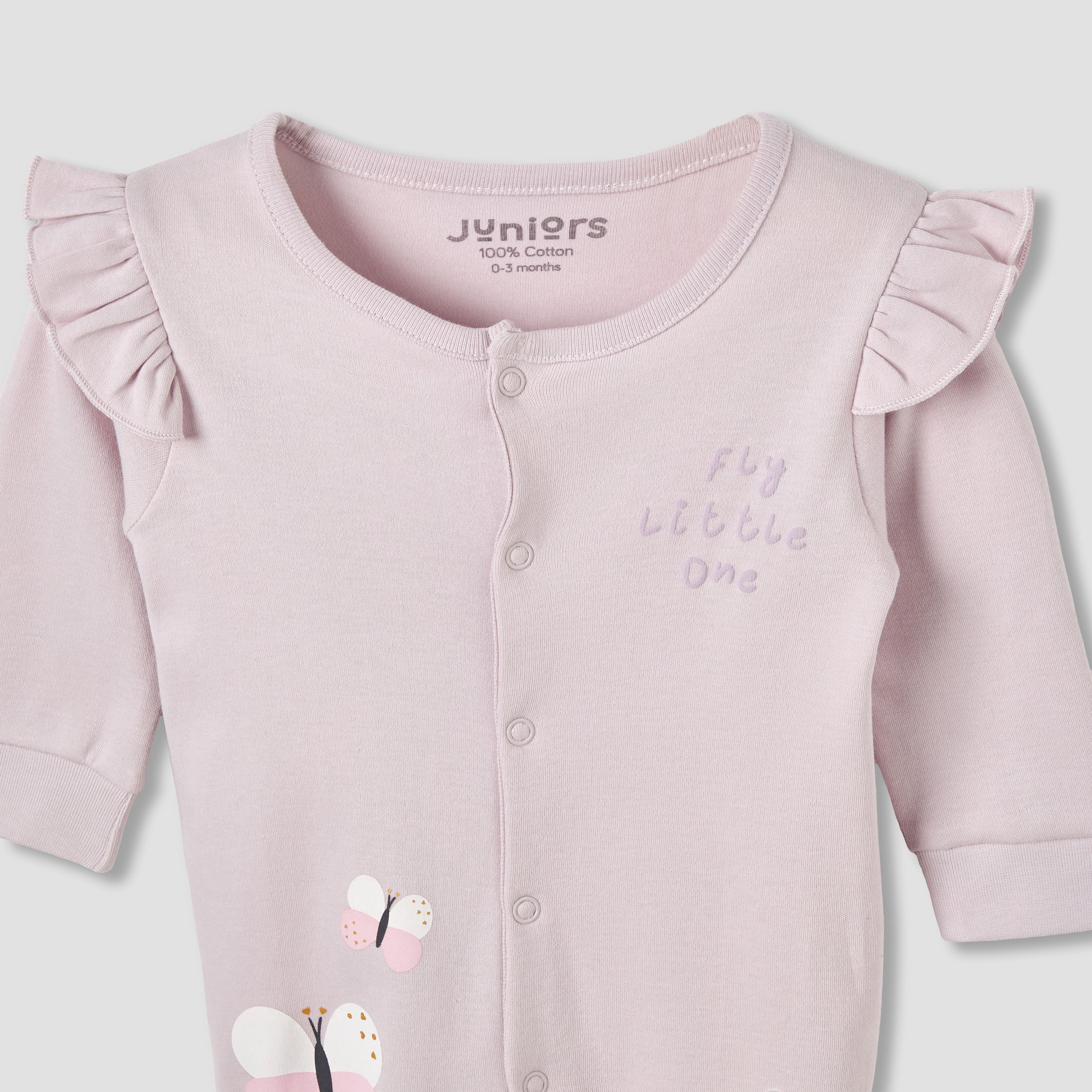 Pack of 2 Cotton Round Neck Sleepsuit with Snap Button Closure