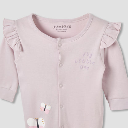 Pack of 2 Cotton Round Neck Sleepsuit with Snap Button Closure
