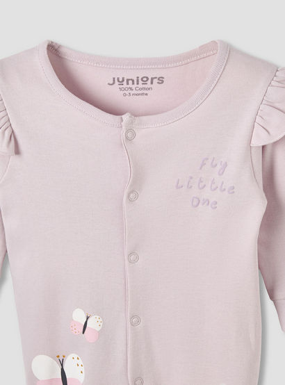 Pack of 2 Cotton Round Neck Sleepsuit with Snap Button Closure-baby-girls-clothing-nightwear-sleepsuits-image-4