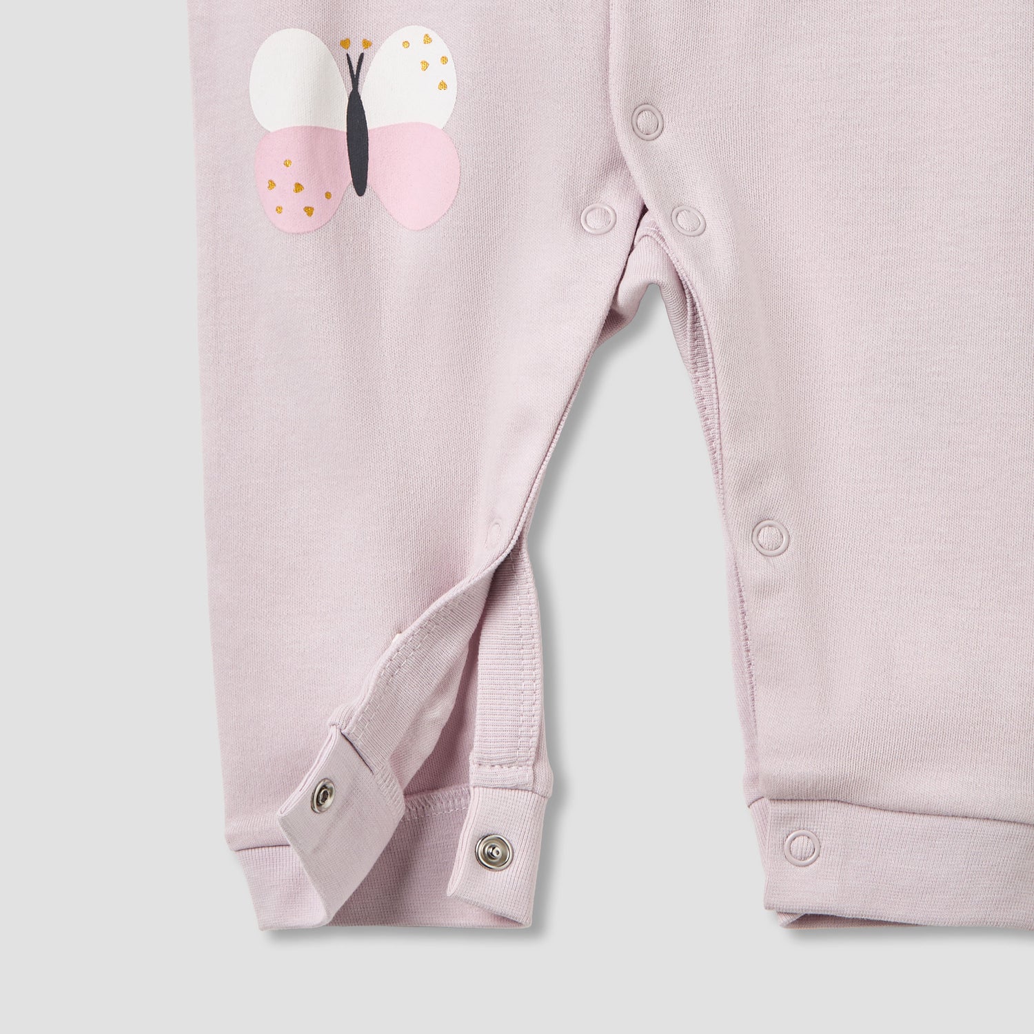 Pack of 2 Cotton Round Neck Sleepsuit with Snap Button Closure