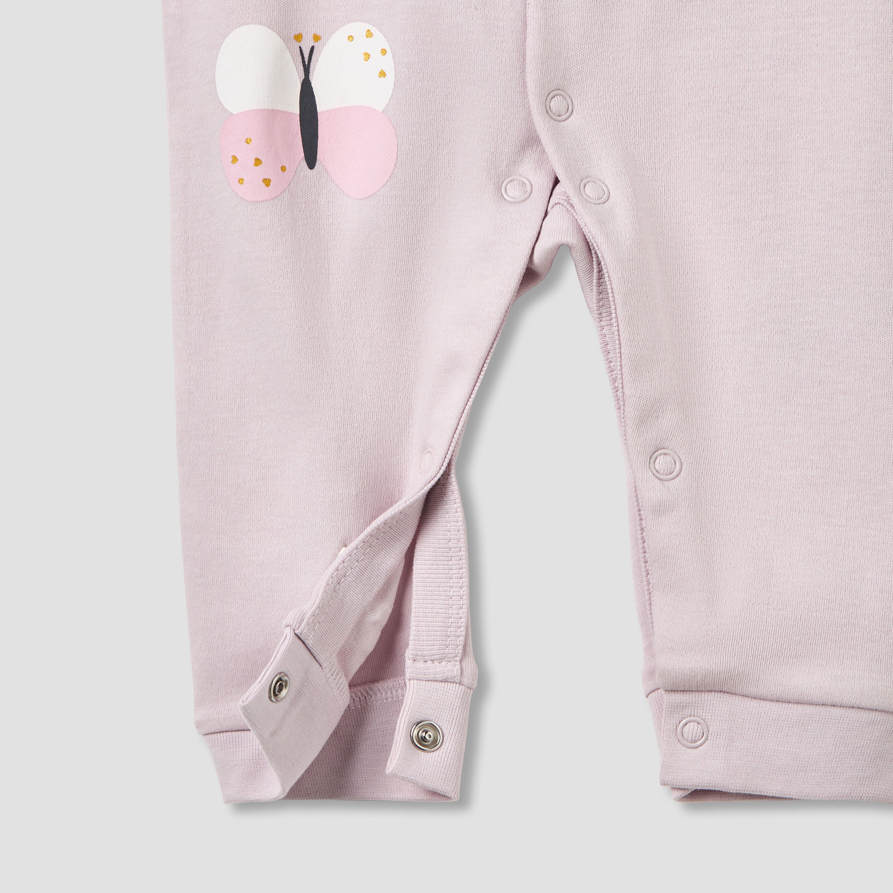 Pack of 2 Cotton Round Neck Sleepsuit with Snap Button Closure