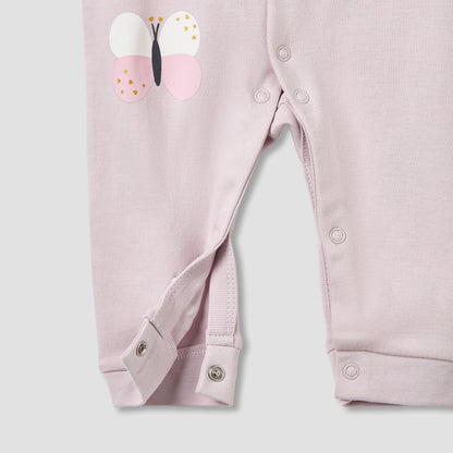 Pack of 2 Cotton Round Neck Sleepsuit with Snap Button Closure