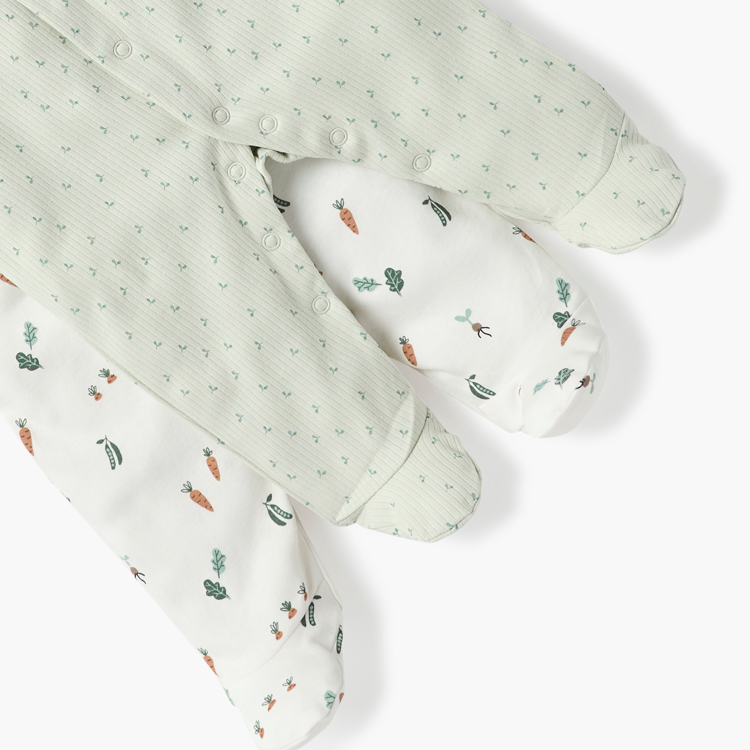 Juniors All-Over Print Closed Feet Sleepsuit with Long Sleeves - Set of 2