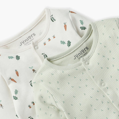 Juniors All-Over Print Closed Feet Sleepsuit with Long Sleeves - Set of 2