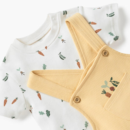 Juniors Printed Dungaree and T-shirt Set