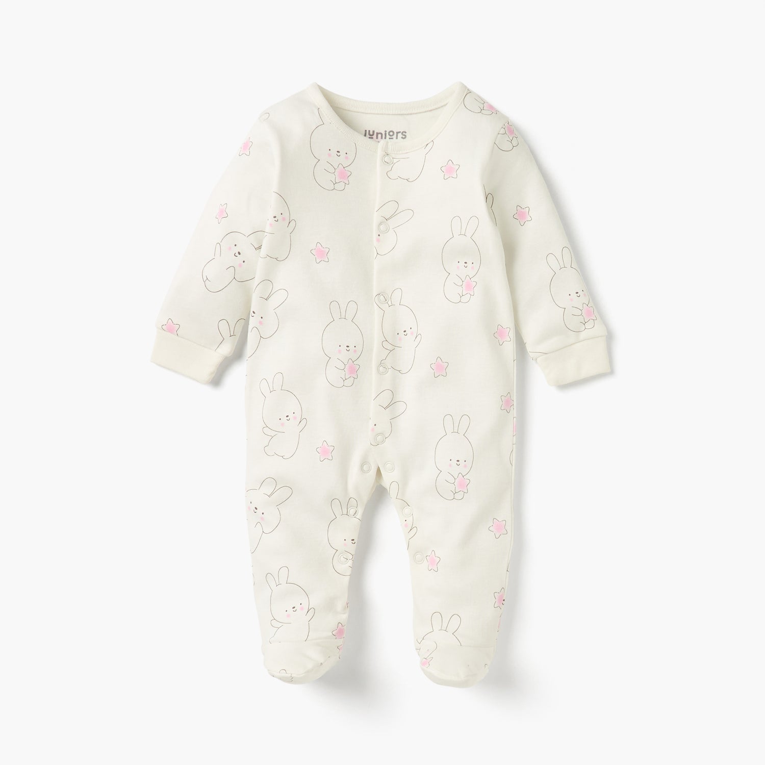 Juniors Printed Closed Feet Sleepsuit with Button Closure - Set of 2
