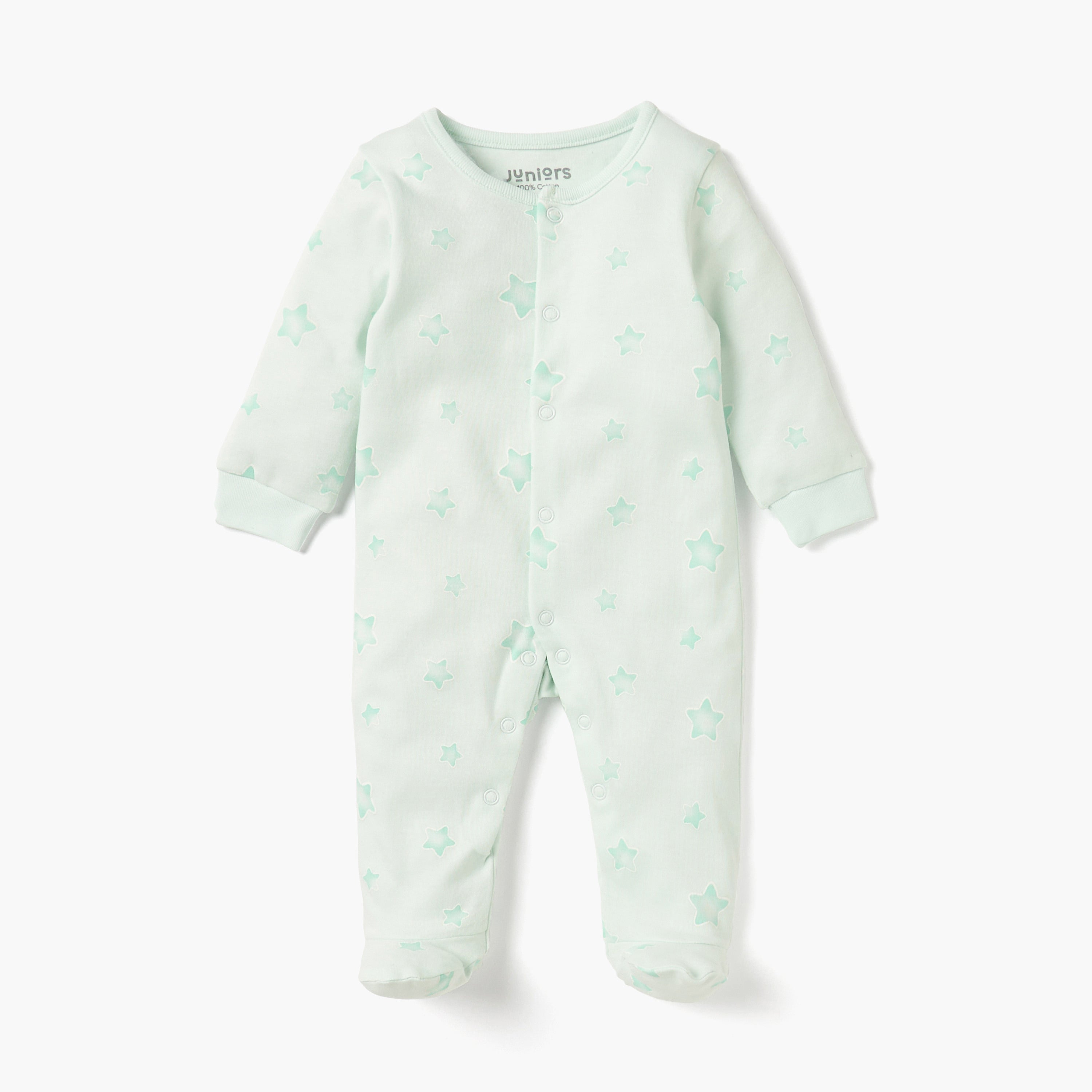 Juniors Printed Closed Feet Sleepsuit with Button Closure - Set of 2