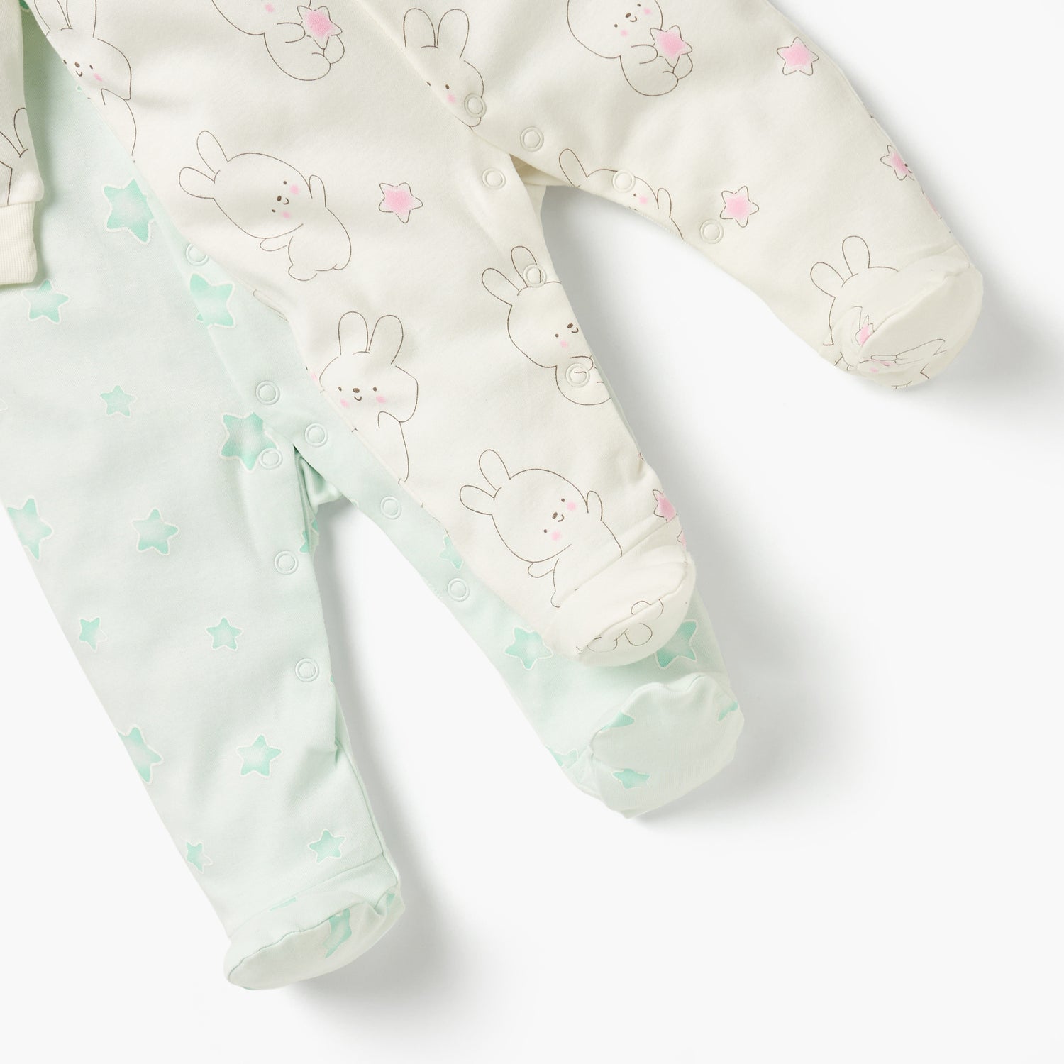 Juniors Printed Closed Feet Sleepsuit with Button Closure - Set of 2